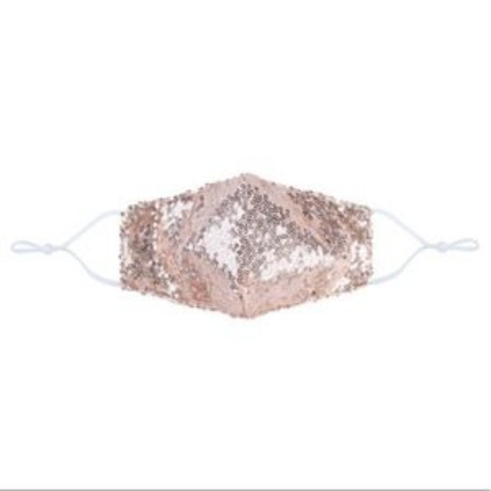 Champagne Rose Or Gold Sequin Face Mask - Picture 5 of 7